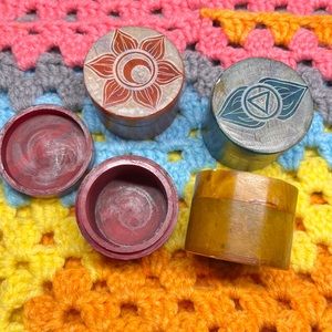 Chakra Soapstone carved containers (4)